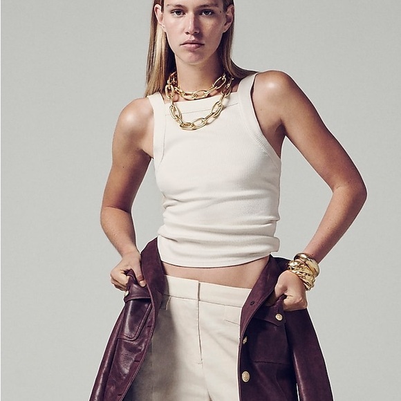 J.CREW•black wide strap tank top medium NWT - Picture 1 of 7